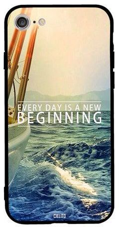 غطاء حماية واق لهاتف أبل آيفون 8 تصميم يحمل عبارة "Every Day Is A New Beginning"