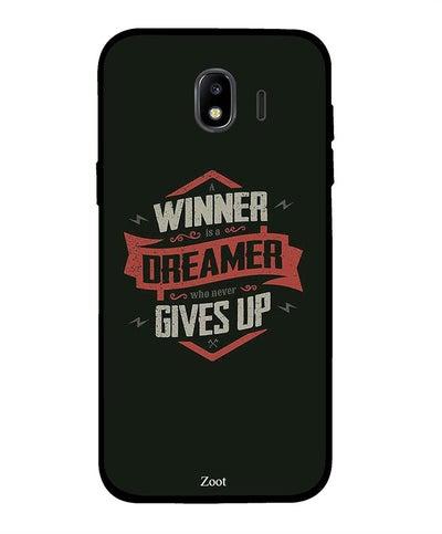 غطاء واقٍ لهاتف سامسونج جالاكسي J4 نمط مطبوع بعبارة "Winner Is A Dreamer Who Never Gives Up"