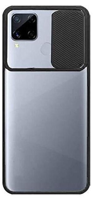 StraTG StraTG Clear and Black Case with Sliding Camera Protector for Realme C15 / C12 / Narzo 20 - Stylish and Protective Smartphone Case