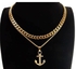 Cuban Link Chain With Anchor Pendant (gold)