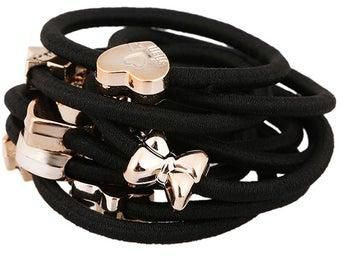 10-Piece Elastic Bracelet Hair Ties Black One Size