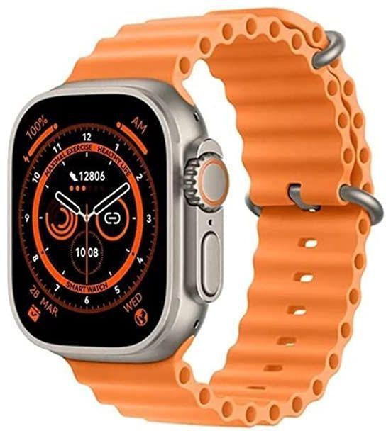 أكس ٨ ألترا ساعة ذكية 2.08 بوصة هيكل من الألومنيوم مع حزام سيليكون برتقالي