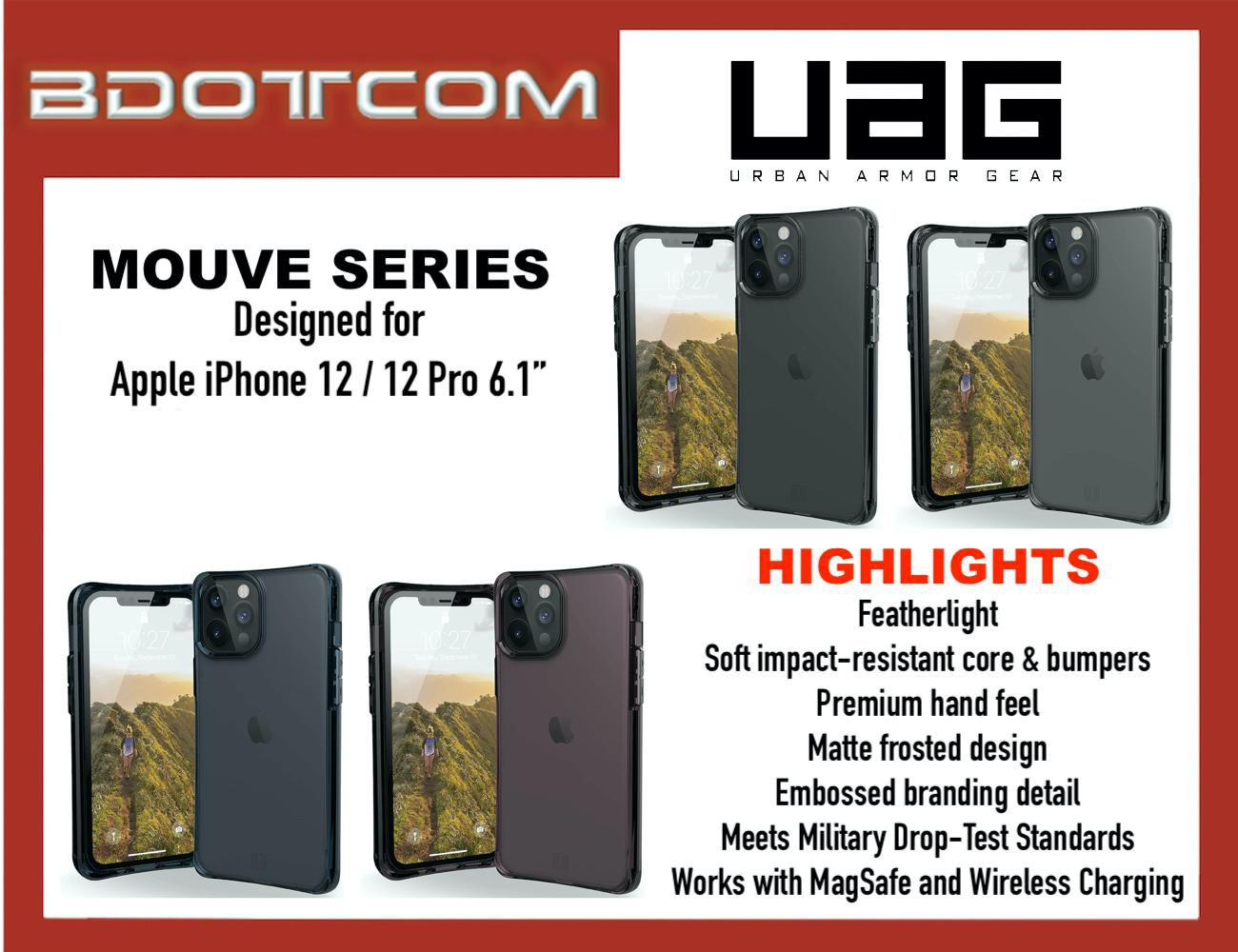 Original UAG Mouve Series Protective Cover Case for Apple iPhone 12 / 12 Pro 6.1"