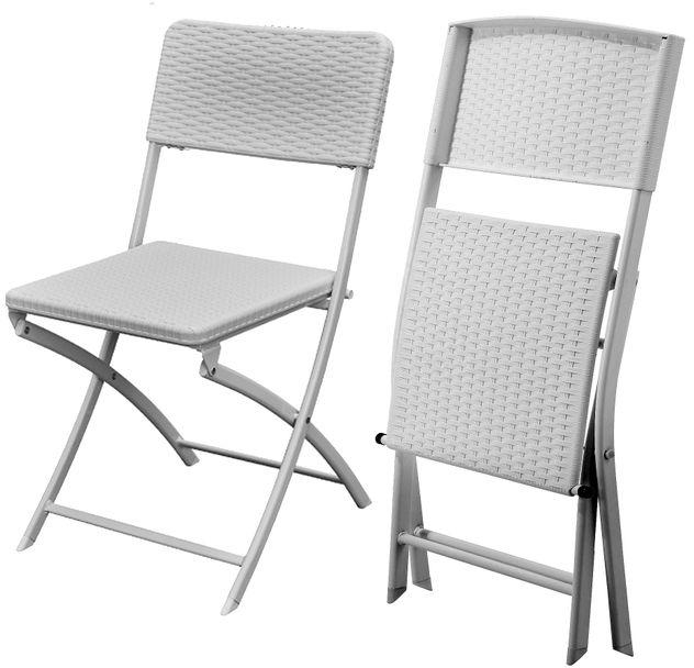 SunBoat Commerce Set Of 6 Folding Chairs - HDPE Wicker Rattan Series - White