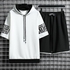 Fashion 2pcs Men's T-shirt + Shorts, Sports And Leisure Suit - Black And White