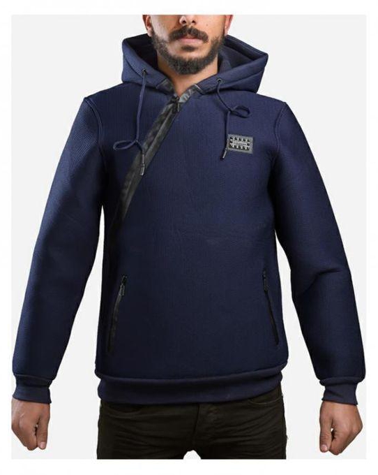 Short Cut Casual Hooded Sweatshirt – Dark Blue