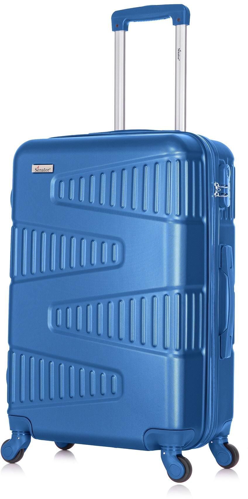 Senator Hard Case Medium Suitcase Luggage Trolley For Unisex ABS Lightweight Travel Bag with 4 Spinner Wheels KH1075 Pearl Blue