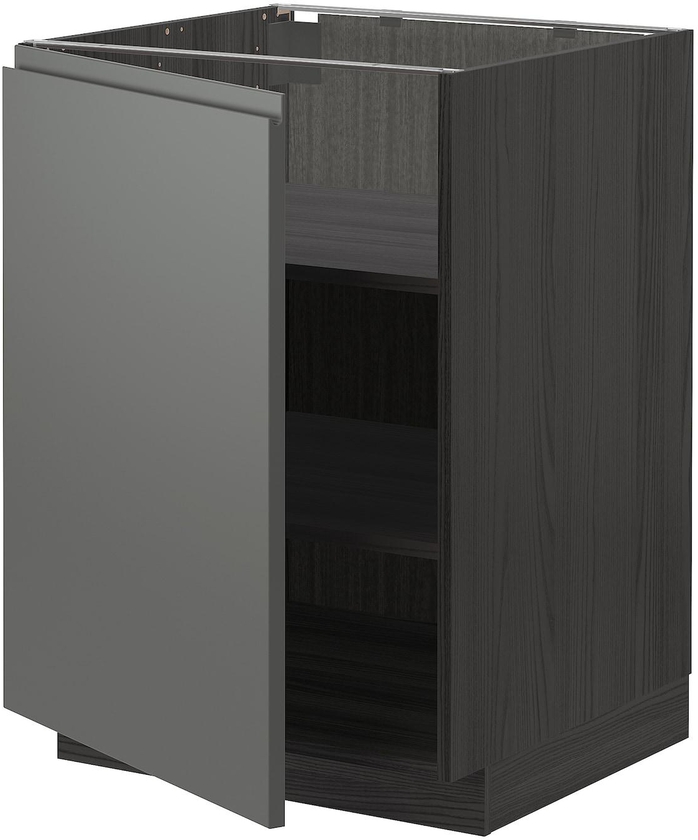 METOD خزانة قاعدة مع أرفف - أسود/Voxtorp رمادي غامق ‎60x60 سم‏