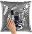 Fire Starter Themed Sequin Decorative Throw Pillow White/Silver/Black 40x40cm