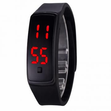 LED Digital Bracelet Watch Sport Silicone Strap Wristwatch for Men Women Children Gift Smart watch Black Normal size