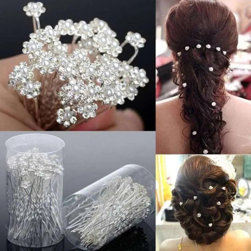 20 Pcs Wedding Hair Pins Crystal Pearl Flower Bridal Hairpins Hair Accessories