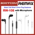 Remax RW-108 Music Call Wired 3.5mm Plug Earphone with Microphone (Black - White)