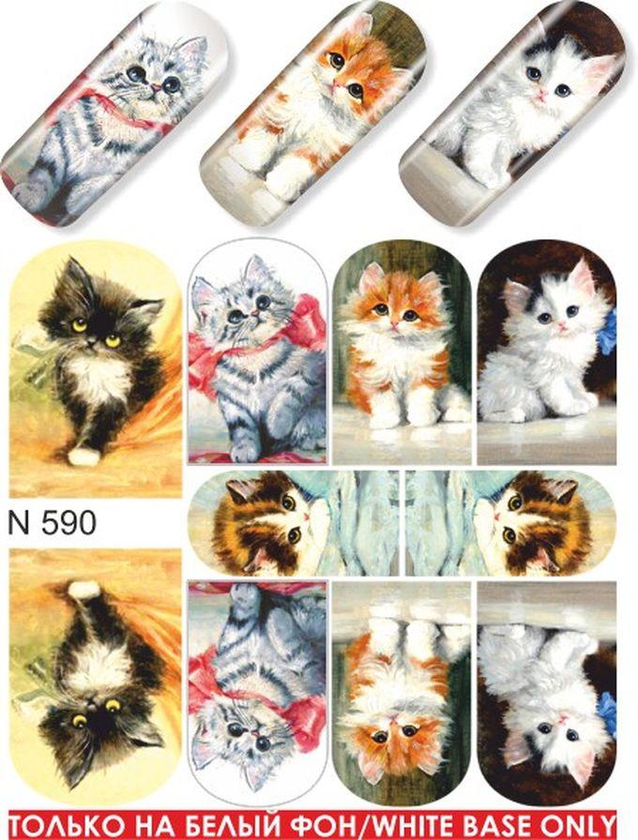 Magenta Nails 1 ورقة من ملصقات فن الأظافر مصممة بصور قطط - N590