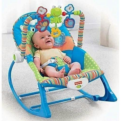 ibaby Infant to Toddler Baby Rocker with Musical Toy Bar & Vibrations– Blue