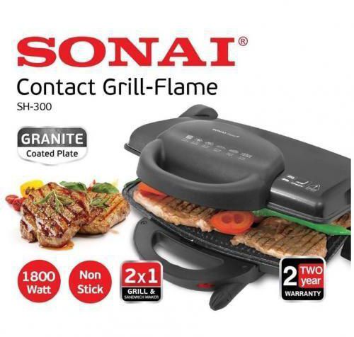 Sonai SH-300 Contact Grill And Sandwich Maker 1800 Watts - Black