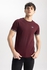 Defacto Man Young Muscle Fit Short Sleeve Crew Neck Knitted T-Shirt - Bordeaux