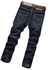 Fashion Men Mid Waist Straight Leg Pocket Pants Jeans - Deep Blue