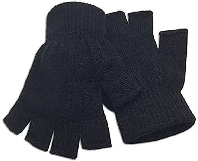 Half-fingered Wool Gloves For Warmth In Winter, Black