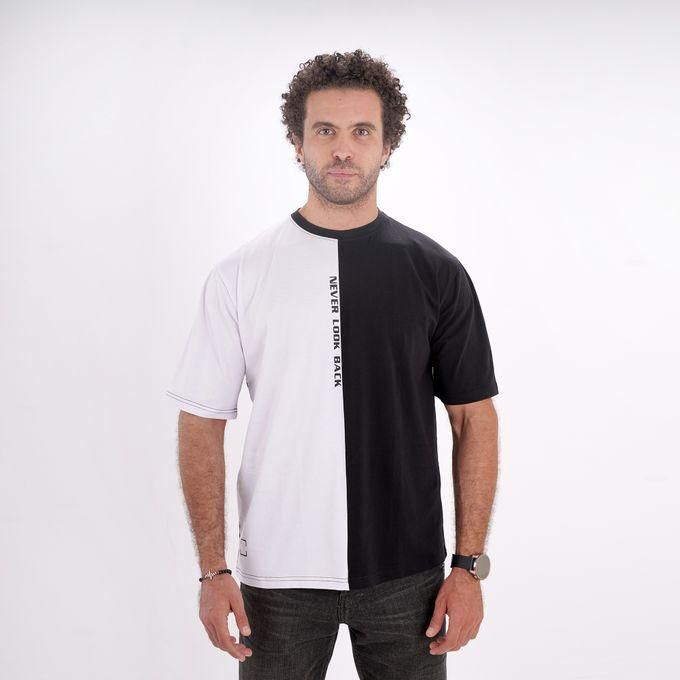 Thomas square Cotton Bi-tone Printed Short Sleeve T-shirt for Men - Black & White