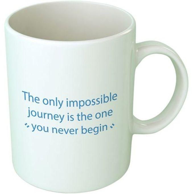 Impossible Journey Ceramic Mug - White/Turquoise