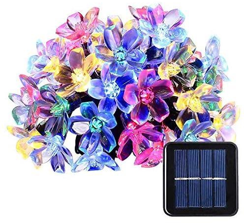 Cherry Blossom Solar String Lights, 7M 50 Led Waterproof Outdoor Decoration Lighting For Indoor/Outdoor, Patio, Lawn, Garden, Christmas, And Holiday Festivals (Multi Color)