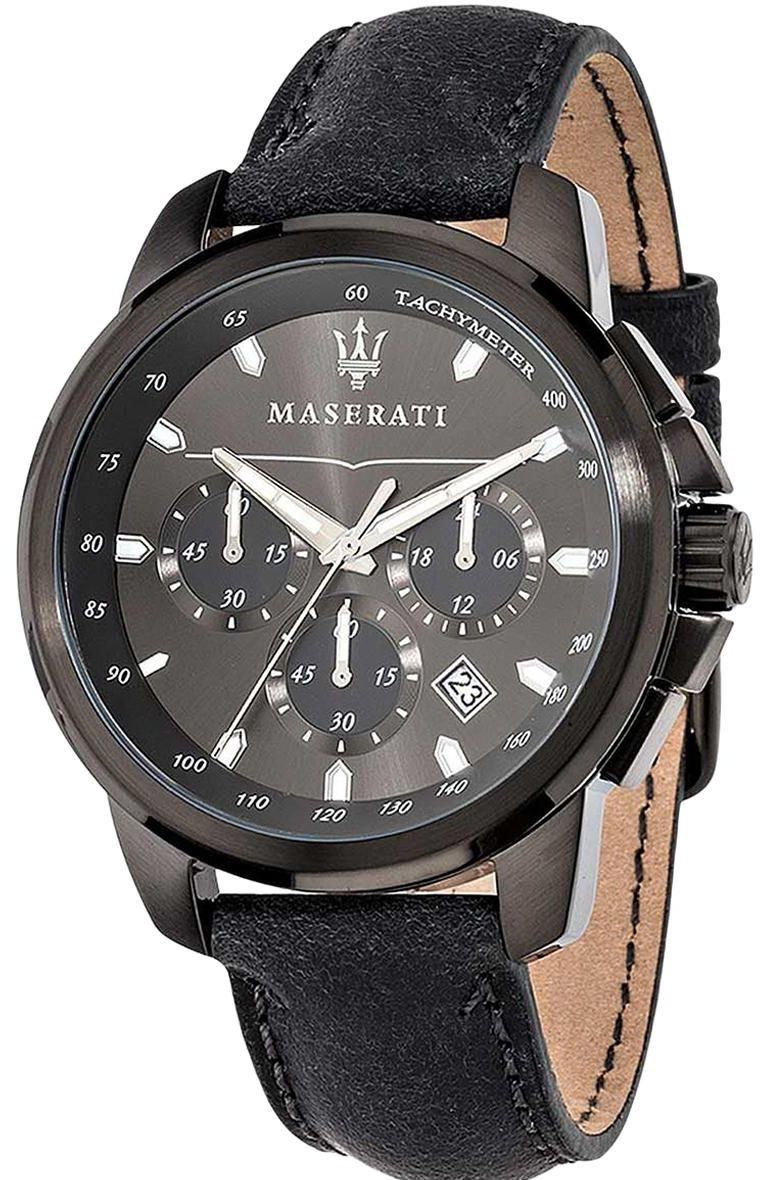 Maserati Successo Men's Black Dial Leather Band Watch - R8871621002
