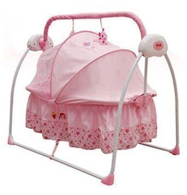 Electric Primi Rocking Baby Bed With Mosquito Net - Pink