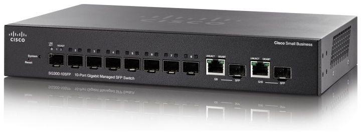 Cisco Gigabit Managed 8 SFP and 2 Comb Switch - 10-port - SG300-10SFP-K9-EU