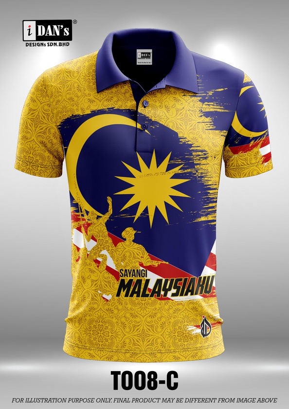 T008 Batik Songket Sublimation Polo Collar T-shirt - 10 Sizes (As Picture)