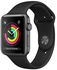 Apple Watch Series 3 - GPS - Space Gray Aluminum Case with Black Sport Band - 42mm + Leather Brown Strap + Screen Protector