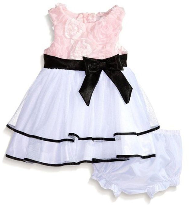 Rare Editions Baby Girls' Soutache Mesh Social Dress - Pink & White