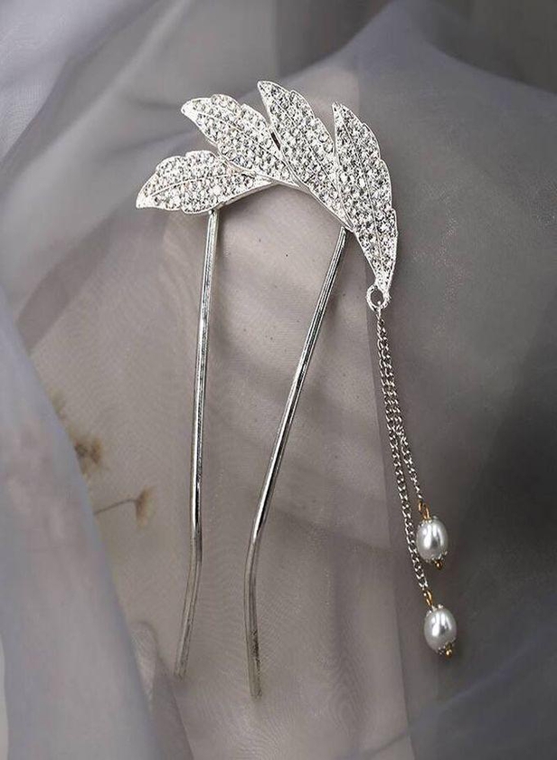 Elegant Bridal Hair Clips, Hair Accessories For Women And Girls (silver) 1 Pcs