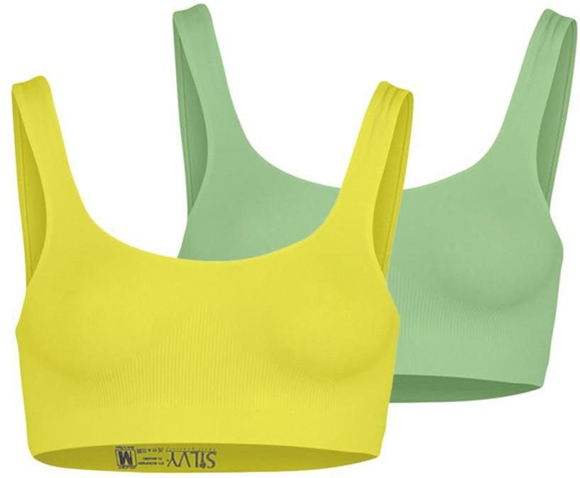 Silvy Set of 2 Sport Bras for Women - Yellow / Light Green, Large