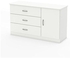 South Shore Libra 3-Drawer Dresser with Cabinet Door, Pure White