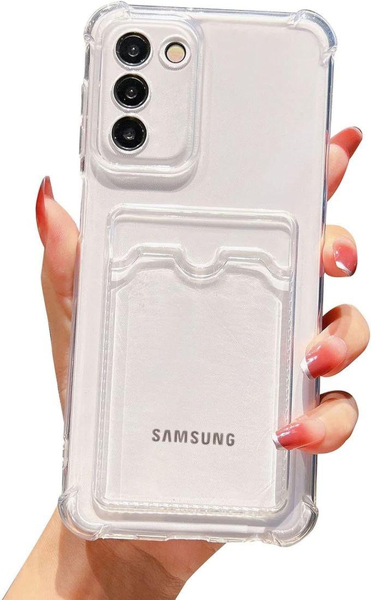 TenTech Transparent Cover With Shockproof Corners With Card Holder - Card Holder - Heat-resistant Polyurethane Card Holder For Samsung Galaxy S20 FE 5G- Transparent