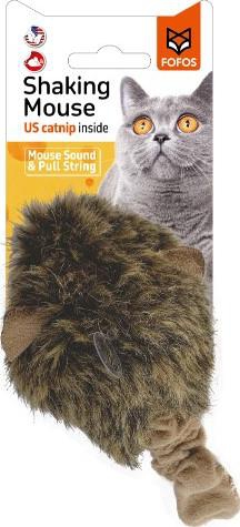 FOFOS Pull String & Sound Chip Brown Shaking Mouse Cat Toys
