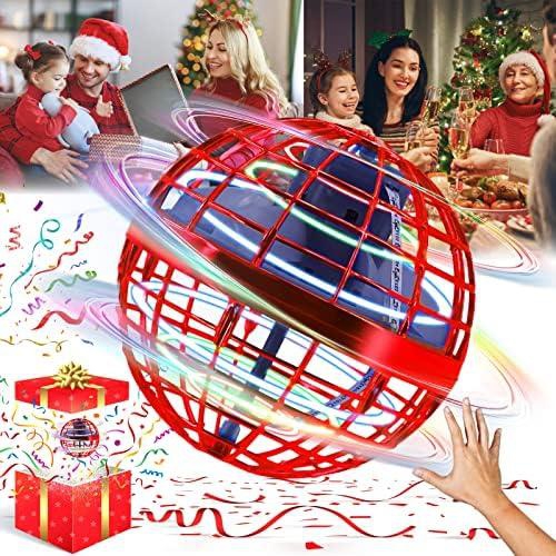 Howcode Flying orb ball, 2023 new hover ball 360 rotating magic ball toy with led lights galactic fidget spinner for kids adults indoor outdoor