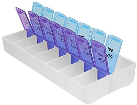 DOITOOL Travel Pill Container Weekly Pill Box with 14 Compartments 7 Day AM/PM Pill Organizer Portable Medicine Case