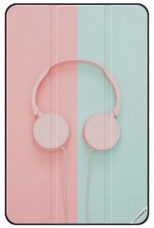 Headphone Design Protective Flip Case Cover For Samsung Galaxy Tab A 10.5-Inch Pink/Green
