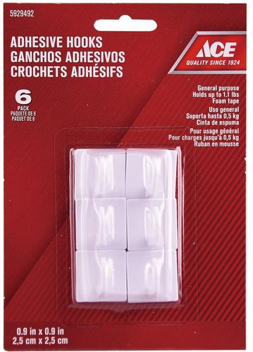 Ace Adhesive Hooks (2.5 x 2.5 cm, 6 pcs)