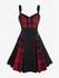 Lace Up Plaid Half Zipper Fit and Flare Gothic Dress - 2x | Us 18-20