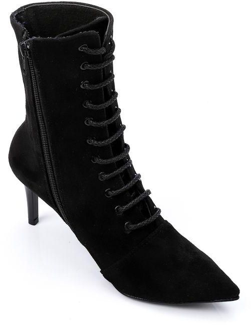 Mr Joe Lace Up And Zipper Closure Pointed Toecap Ankle Boots - Black