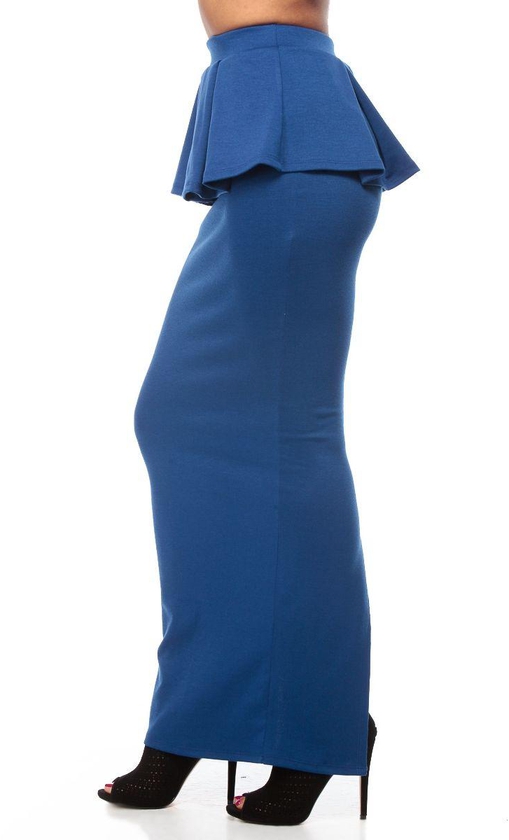 Blue Lace Peplum Skirt For Women
