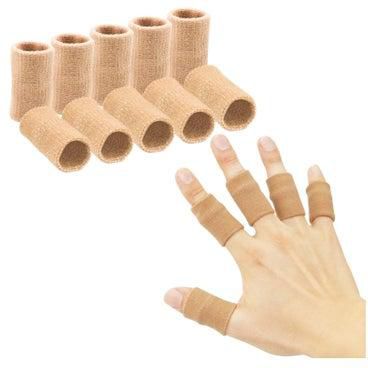 Finger Sleeves, KASTWAVE 10PCS Thumb Splint Brace for Triggger Finger Support, Breathable Elastic Finger Tape, Compression Pression Protector for Reliving Pain, Compression Aid for Sports (Beige)
