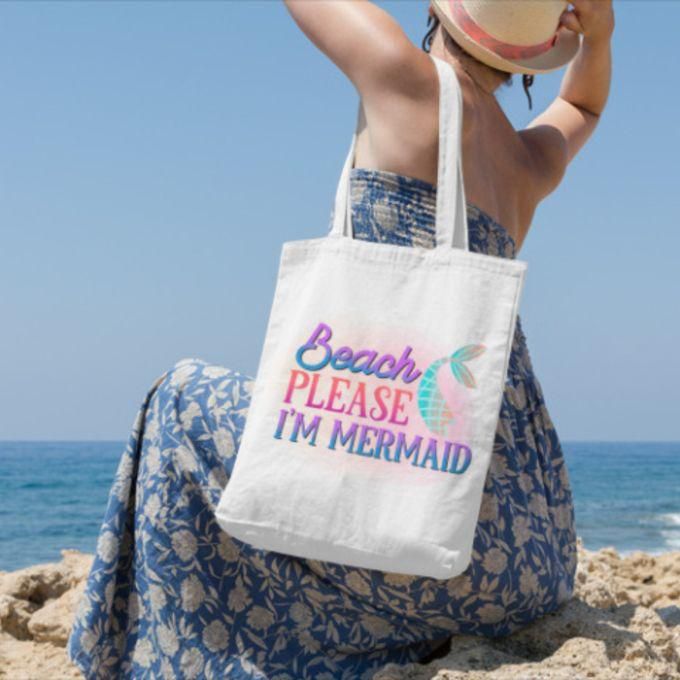 Canvas Beach Tote Bag - Printed Words (Beach Please)
