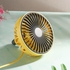 360° Rotation LED Light USB Cooling Fan Desk Bedside Low Noise Auto Car Air Yellow