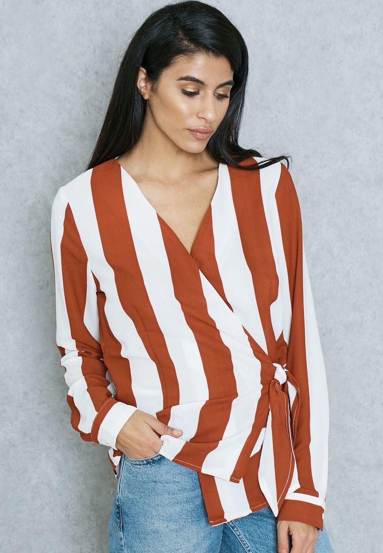 Front Wrap Striped Top