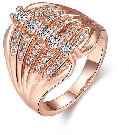 Fashion R390-B Antiallergic Jewelry Zircon Ring - Rose Gold