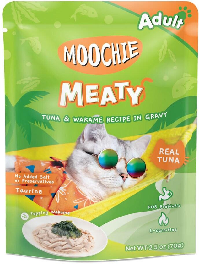 Moochie Cat Food  Tuna &amp; Wakame Recipe in Gravy Pouch 12 x 70g