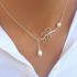 Fashion Women Fashion Hollow Leaf Faux Pearl Pendant Clavicle Chain Necklace Jewelry-Silver